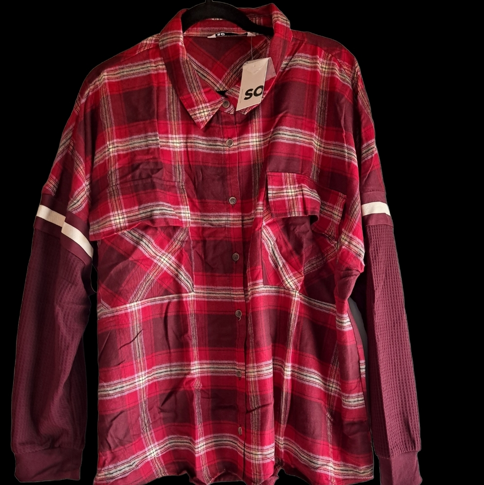 Juniors plus flannel top 2x NWT